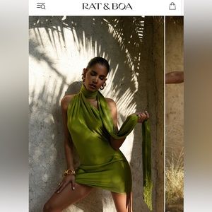 Brand new! One-shoulder green mini dress XS, Rat and Boa